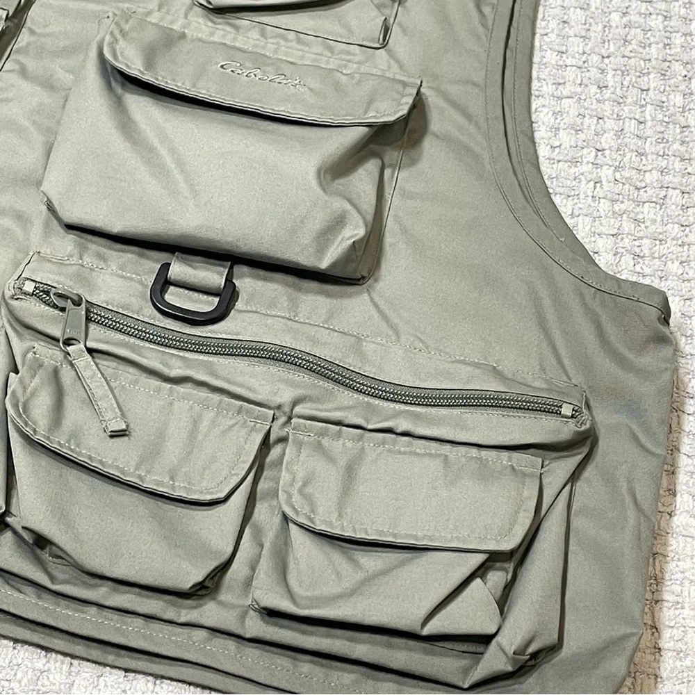 Cabela’s Coors Logo Vest Safari Green Outdoor Vented Camping Fishing Mens XL Reg